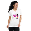 Unisex Short Sleeve V-Neck T-Shirt with Lil Mama Design